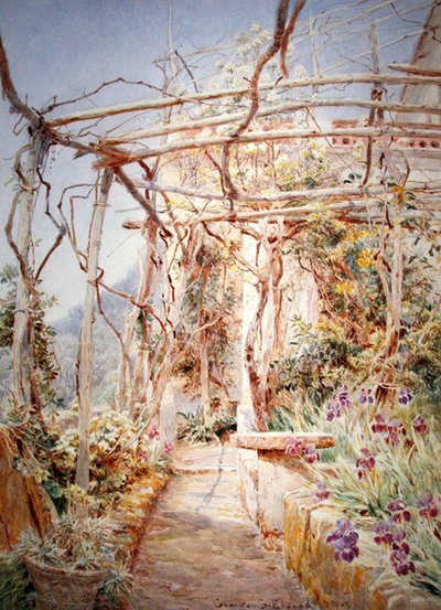 パーゴラの下のアヤメ 作： George Samuel Elgood
