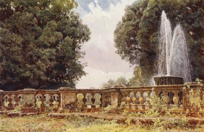 イタリアの庭園ヴィラ・コンティの大噴水（カラーリトグラフ） 作： George Samuel Elgood