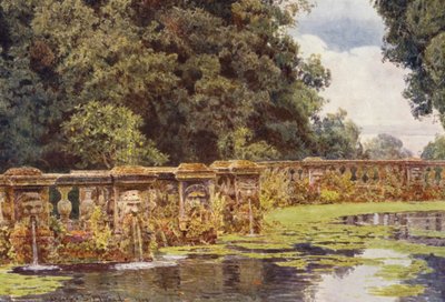 イタリアの庭園ヴィラ・コンティ（カラーリトグラフ） 作： George Samuel Elgood