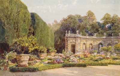 イタリアの庭園ランチェロッティ邸（カラーリトグラフ） 作： George Samuel Elgood