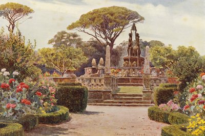 イタリアの庭園：バーニャのヴィラ・ランテ（カラーリトグラフ） 作： George Samuel Elgood