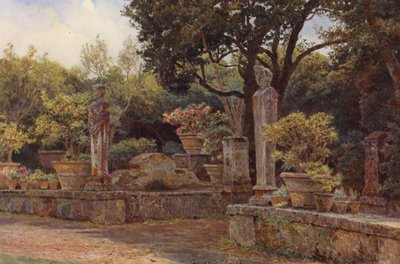 イタリアの庭園：ヴィラ・ピアッティ（カラーリトグラフ） 作： George Samuel Elgood