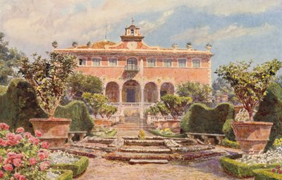 イタリアの庭園：カニパローラ荘（カラーリトグラフ） 作： George Samuel Elgood