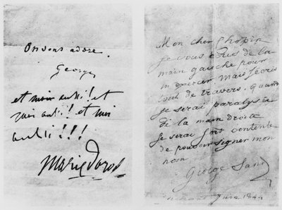 フレデリックショパンへの2通の手紙（1810-49）、ノーハント、1844年6月 作： George Sand