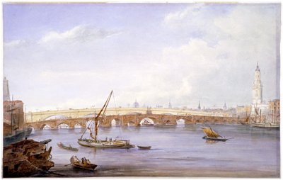 新旧のロンドン橋、ロンドン、1831 年。 作： George Scharf