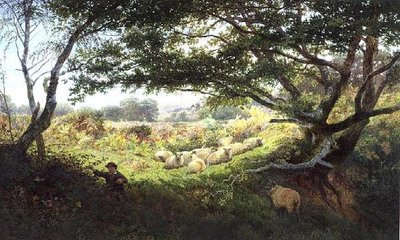 羊飼いの少年と羊の群れ 作： George Shalders