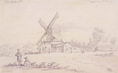 ブラックヒース、グリニッジ、ロンドン、1833年の風車のある風車の眺め 作： George Shepheard