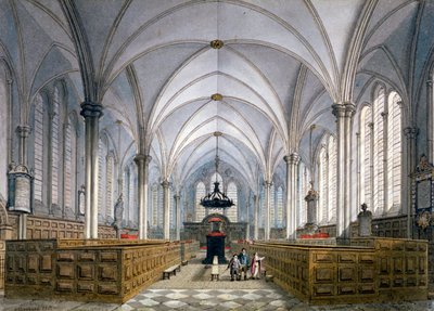 テンプル教会、ロンドン、1811 年の内部ビュー。 作： George Shepherd