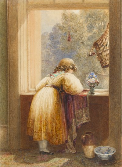1832の上の階の窓から見る（紙にトイレ） 作： George Shepherd