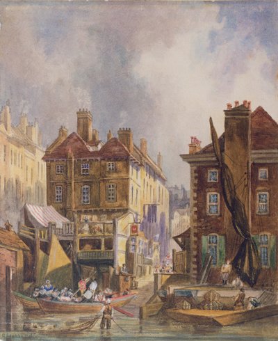 1810年頃、ロンドンからの古いハンガーフォードマーケット 作： George Shepherd