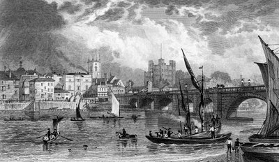 H.アドラードによって彫刻されたロチェスターブリッジ、1830年頃 作： George Shepherd