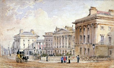 ロンドンのリージェンツ パークにあるクラレンス テラスの眺め、1827 年 作： George Shepherd