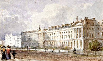 ロンドンのリージェンツ パークにあるハノーバー テラスの眺め、1827 年。 作： George Shepherd