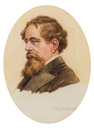 チャールズ・ディケンズの肖像。 作： George Sheridan Knowles
