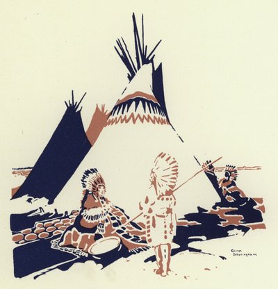 そこで、誰が森の中で彼を探すかをくじ引きで決めた（カラーリトグラフ）。 作： George Sheringham