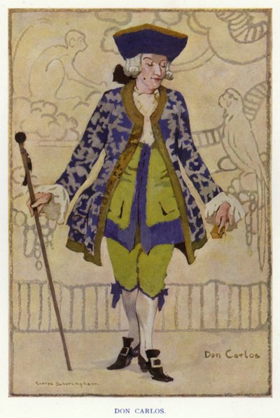 シェリダンの「The Duenna」。ドン・カルロス（カラーリトグラフ 作： George Sheringham