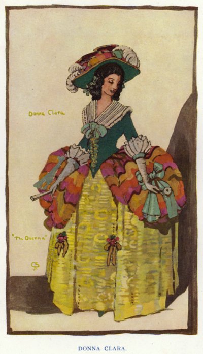 シェリダンの「The Duenna」。ドナ・クララ（カラーリトグラフ 作： George Sheringham