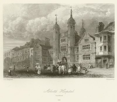 アボッツ病院、ギルフォード、1840 作： George Sidney after Shepherd