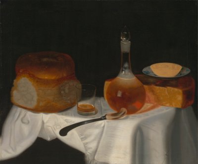 パンとバターとチーズのある静物 作： George Smith