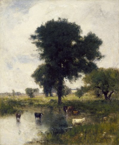 プールの牛（夏の風景）、1880 作： George Snr. Inness