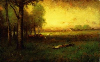 日没で放牧牛 作： George Snr. Inness