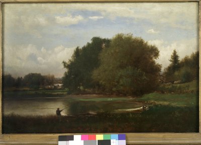 風景、1860年（パネルに敷いた紙に油彩） 作： George Snr. Inness