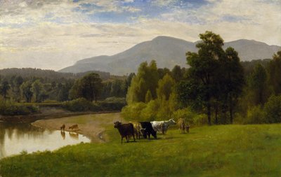 牧草地、1867（ボード上の紙に油彩） 作： George Snr. Inness