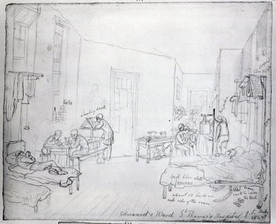 エドワードの病棟、セントトーマス病院、ロンドン、1843 作： George Snr Scharf
