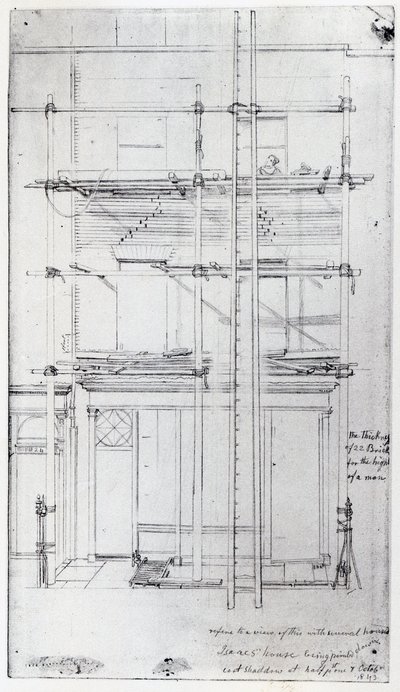 1843年に描かれているアイザック邸の外観 作： George Snr Scharf