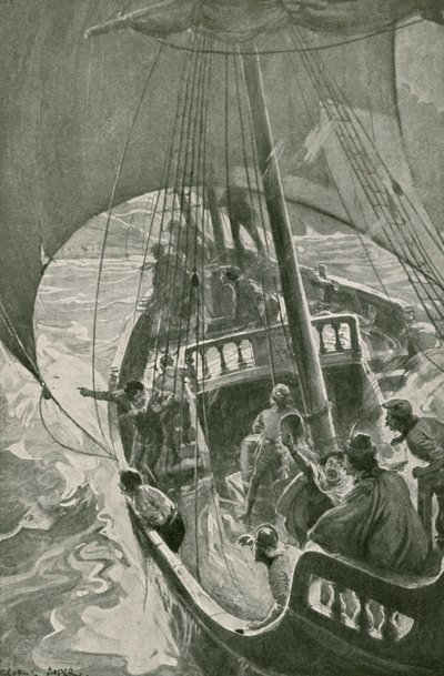 バルトロメウ・ディアス、アフリカ最南端を周回（リトグラフ 作： George Soper