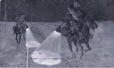 満州鉄道：夜間巡回、カッセルの日露戦争の歴史Vol。1、1900年頃のイラスト 作： George Soper