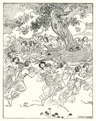 ペルセウス「魅惑の木の周りで手をつないで踊る」（リトグラフ 作： George Soper