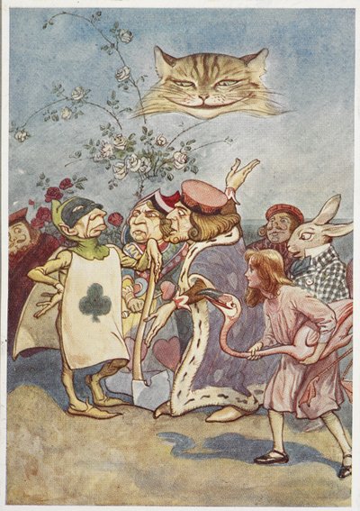 アリスとトランプの死刑執行人を見守るチェシャ猫 作： George Soper