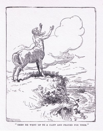 その後、彼女は崖の上に行き、彼らのために祈りを捧げました。 作： George Soper