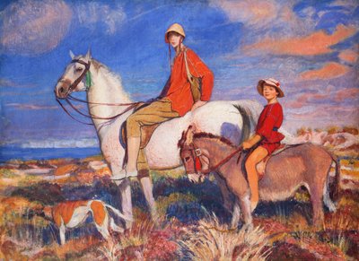 ドーセット州スタッドランドベイのヒルダとメアリー、1930年頃（キャンバスに油彩） 作： George Spencer Watson