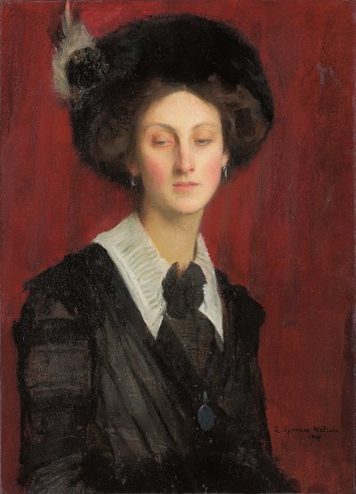 黒い帽子をかぶったヒルダ 作： George Spencer Watson