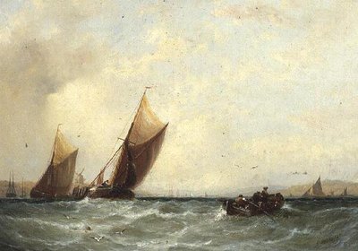 オランダの海岸沖の漁船 作： George Stainton