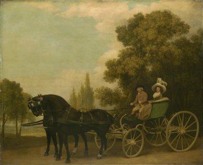 フェートンで女性を運転する紳士、1787 作： George Stubbs