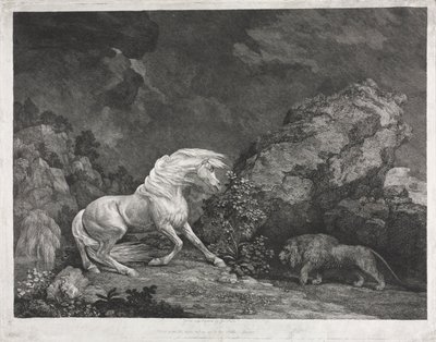 ライオンに怯えた馬、1777年。 作： George Stubbs