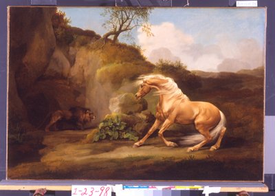 ライオンに怯えた馬、1790-5年頃 作： George Stubbs