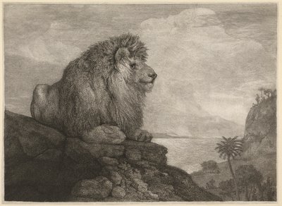 アーティストによって刻まれたライオン（ライオンが岩の上で休憩） 作： George Stubbs