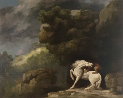 馬を襲うライオン、1770 作： George Stubbs
