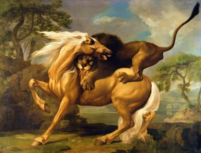 馬を襲うライオン、1762年頃 作： George Stubbs