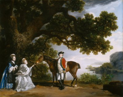 サミュエル・シャープ・ポクリントン船長と妻のプレザンス、そしておそらく妹のフランシス 作： George Stubbs