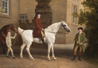 ウィリアムヘンリーキャベンディッシュベンティンクからの詳細、ウェルベック修道院乗馬厩舎の前にあるポートランド公爵3世、1766〜7年 作： George Stubbs