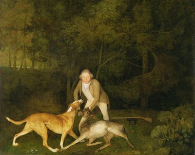 クラレンドンのゲームキーパーの伯爵、フリーマン、死にゆくドウとハウンド 作： George Stubbs