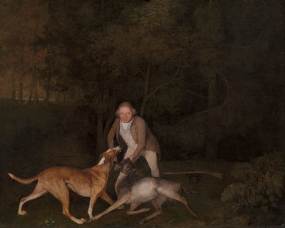 Freeman, Earl of Clarendonin riistanvartija, kuolevan hirven ja koiran kanssa 作： George Stubbs
