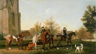 トリントン卿の狩りの召使いたち、ベッドフォードシャー州サウシルから出発、1765年〜8年頃 作： George Stubbs