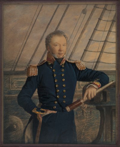 ウィリアム・ヒューエット大尉の肖像 1840年頃（水彩、木、ガラス） 作： George T. Gregory