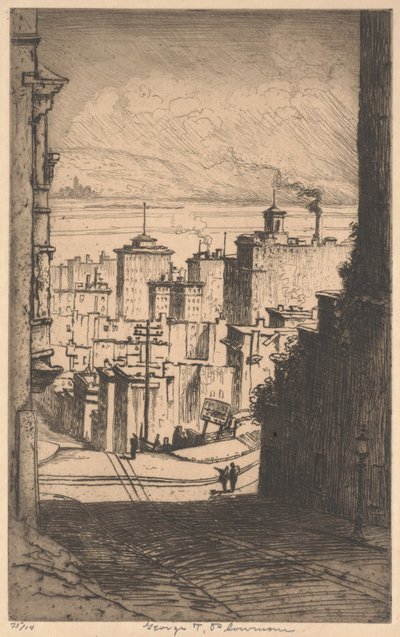 サンフランシスコでは、1911年頃（メゾチント） 作： George Taylor Plowman